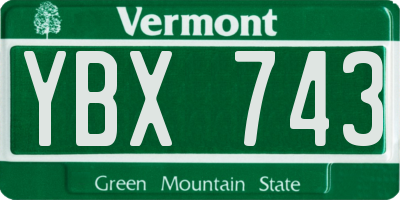 VT license plate YBX743