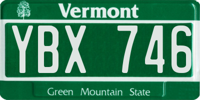 VT license plate YBX746