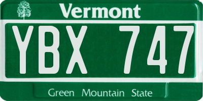 VT license plate YBX747