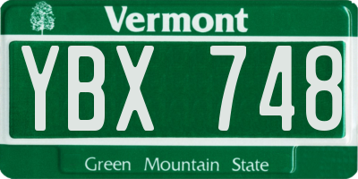 VT license plate YBX748