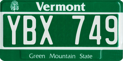 VT license plate YBX749