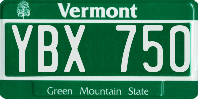 VT license plate YBX750
