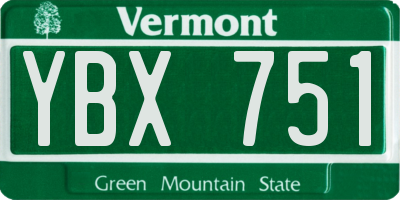 VT license plate YBX751