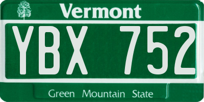 VT license plate YBX752