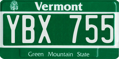 VT license plate YBX755