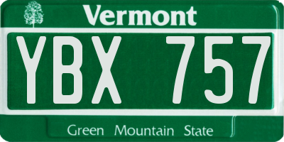 VT license plate YBX757