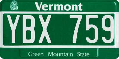 VT license plate YBX759