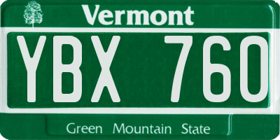 VT license plate YBX760