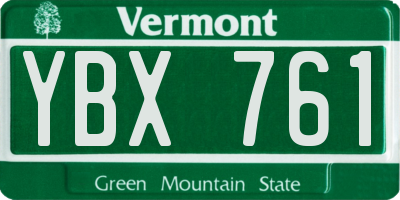 VT license plate YBX761