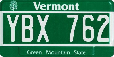 VT license plate YBX762