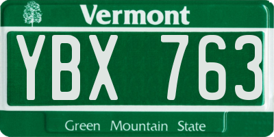 VT license plate YBX763