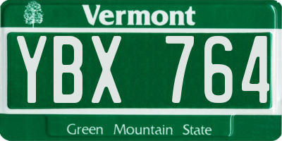 VT license plate YBX764