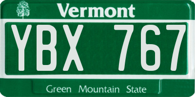 VT license plate YBX767