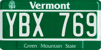 VT license plate YBX769