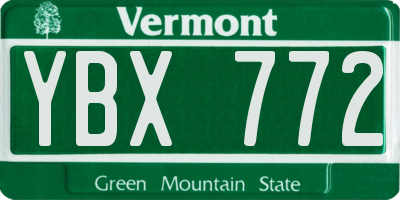 VT license plate YBX772