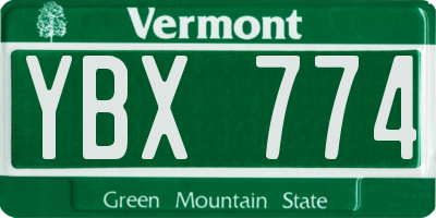 VT license plate YBX774