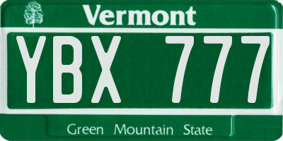 VT license plate YBX777