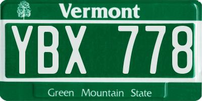 VT license plate YBX778