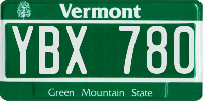VT license plate YBX780