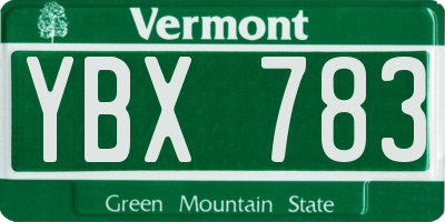 VT license plate YBX783