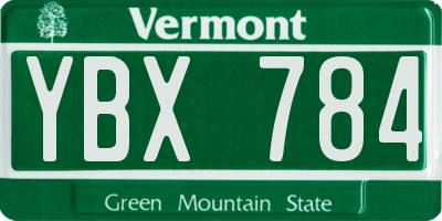 VT license plate YBX784