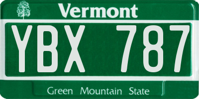 VT license plate YBX787