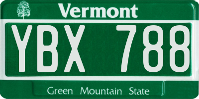 VT license plate YBX788
