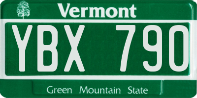 VT license plate YBX790