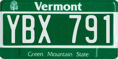 VT license plate YBX791