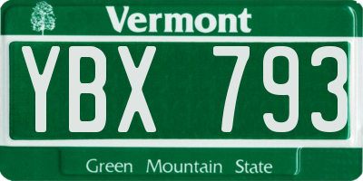 VT license plate YBX793
