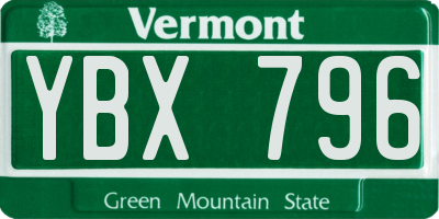 VT license plate YBX796