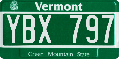 VT license plate YBX797