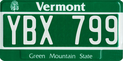 VT license plate YBX799