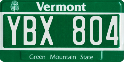 VT license plate YBX804