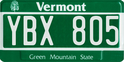 VT license plate YBX805