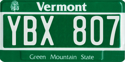 VT license plate YBX807