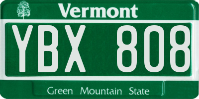 VT license plate YBX808