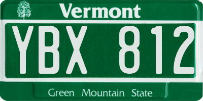 VT license plate YBX812