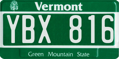 VT license plate YBX816
