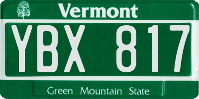 VT license plate YBX817