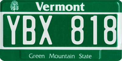 VT license plate YBX818