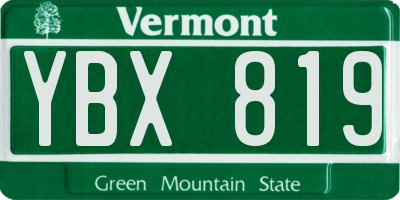 VT license plate YBX819