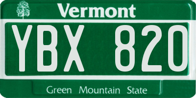VT license plate YBX820