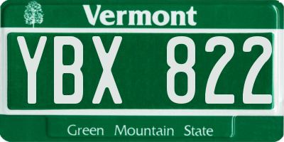 VT license plate YBX822