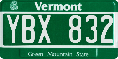 VT license plate YBX832
