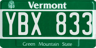VT license plate YBX833