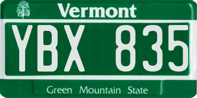 VT license plate YBX835
