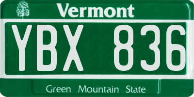 VT license plate YBX836
