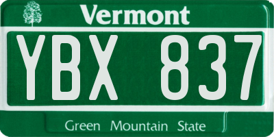 VT license plate YBX837
