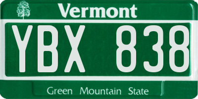 VT license plate YBX838
